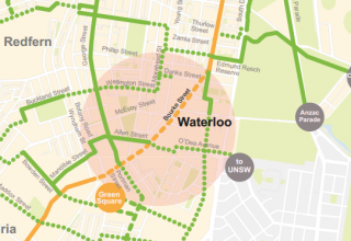 The Waterloo Link will connect the Bourke St and Bourke Rd separated cycleways